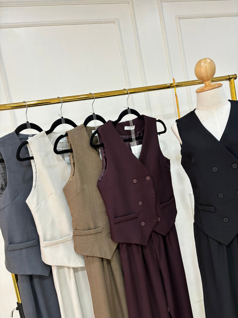 Double Breasted Waistcoat With Trousers Sets